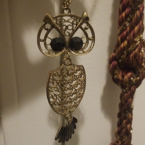 Vintage awesome owl necklace PM 238A - Picture 3 of 4